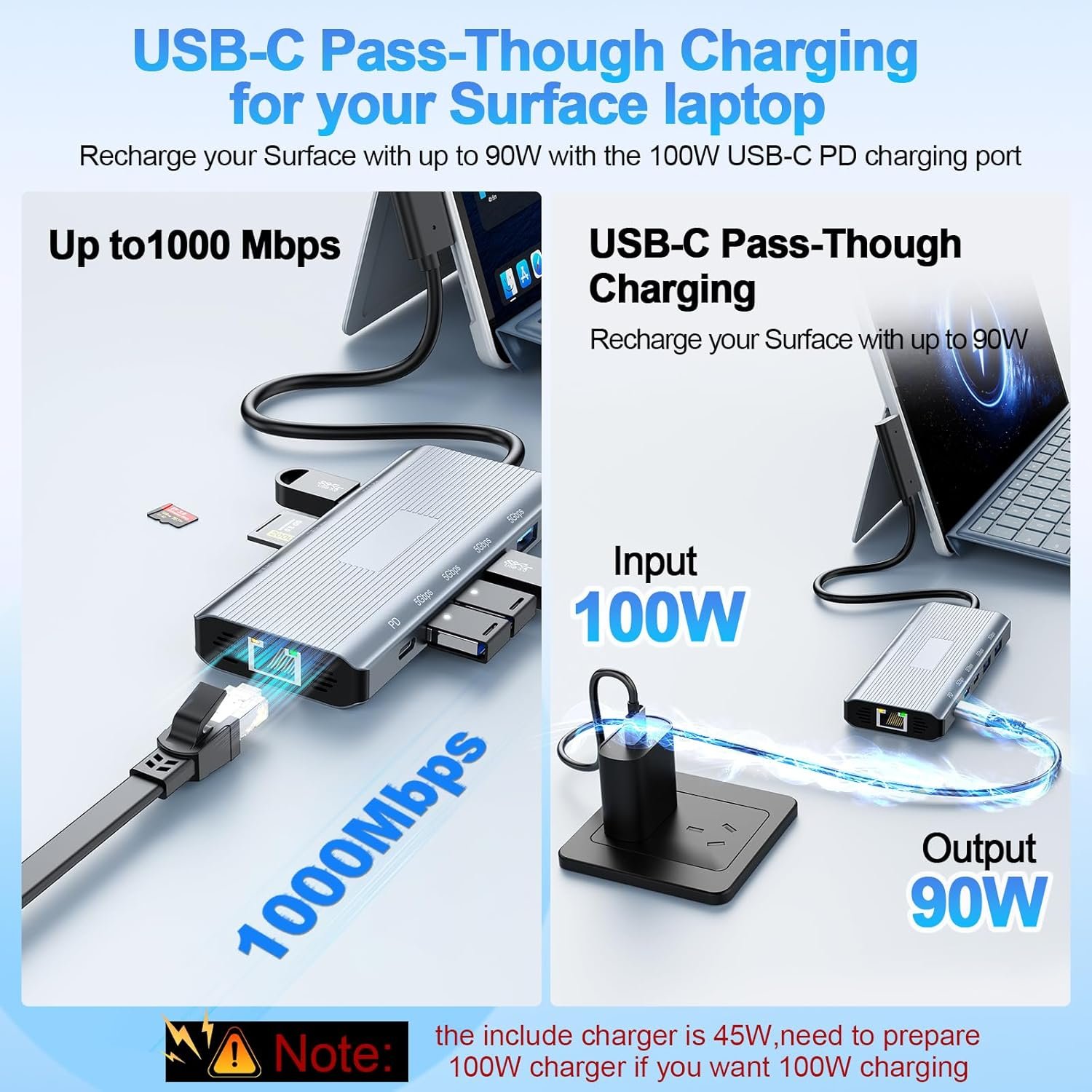 New for Microsoft Surface Docking Station 11-in-1 Surface Dock 2 4K@60HZ HDMI USB C Travel Dock for Microsoft Surface Pro 11/10/9/8/X/7/6/5/4/3,Surface Laptop 6/5/4/3/2/1,Laptop Go 3/2/1,Surface Book - Image 5