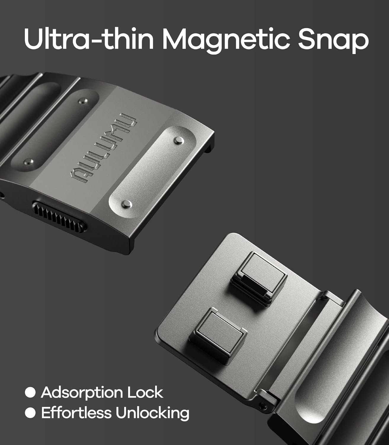 Aulumu C01 Hi-Per Titanium Alloy Watch Band | for Apple Watch Ultra 3& Ultra 2/1 | Ultra-thin Magnetic Clasp | DLC Professional Hardening Process | iWatch Large Dial Series(49/46/45/44mm) - Image 4