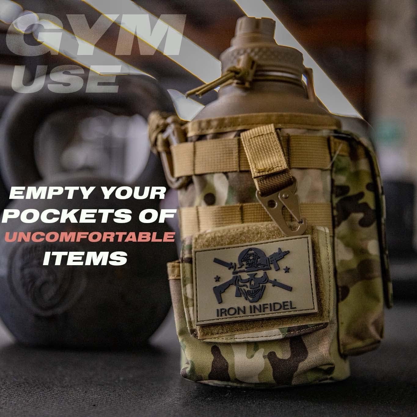 Iron Infidel Battle Bottle - Half Gallon Insulated Water Bottle with Paracord Handle - Large 64 oz Stainless Steel Water Jug & Rugged, Removable Sleeve For Keys, Wallet, Phone (OCP Camo 2 Liter) - Image 5