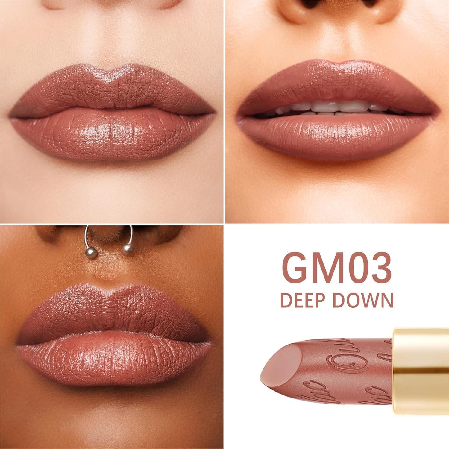 Oulac Matte Cinnamon Lipstick with Glow Metallic Finish - Vegan Lipstick for Women, Creamy Texture, Hydrating Clean Beauty Formula, High-End Magnetic Hook Design, GM03 Deep down - Image 4