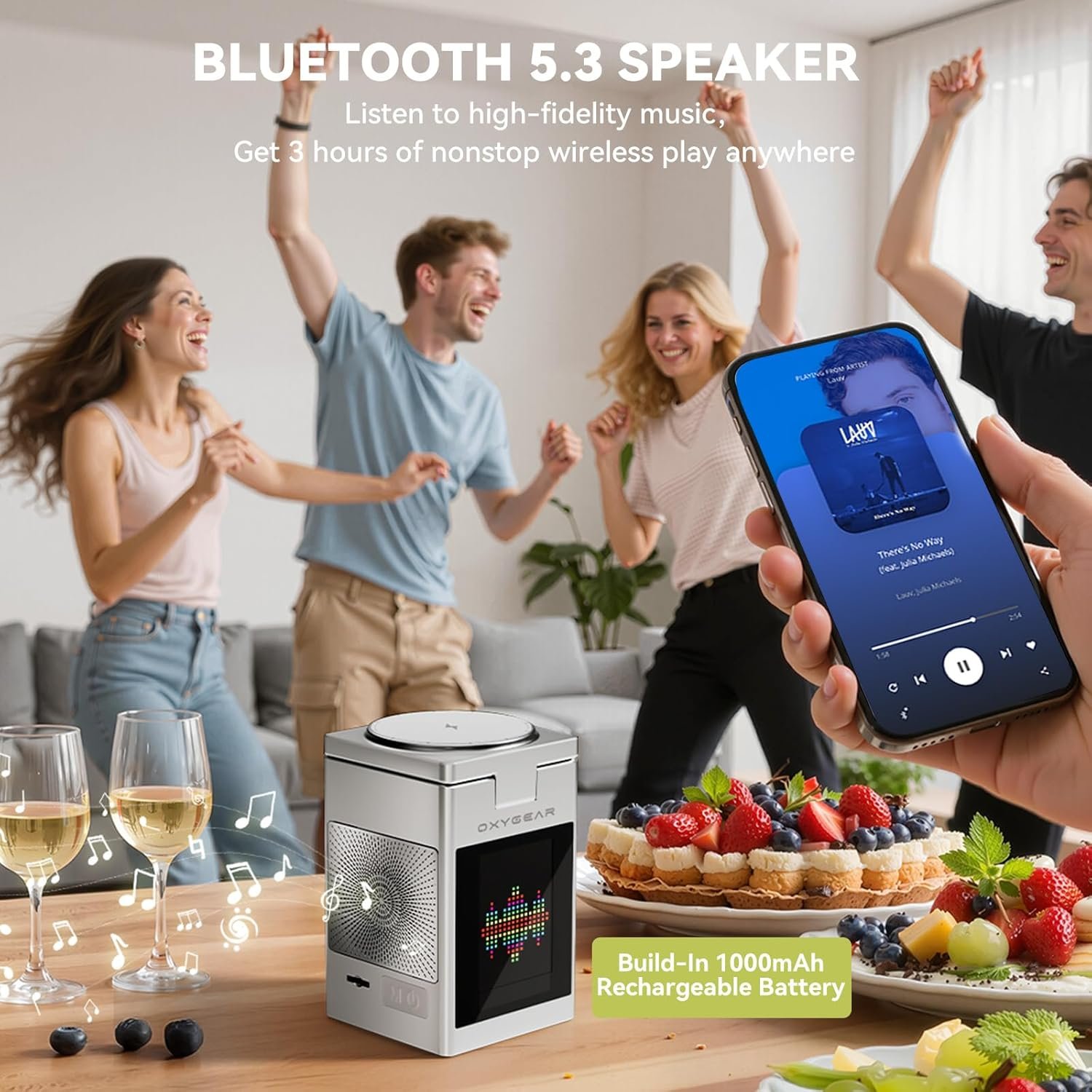 3-In-1 Wireless Charging Station LCD Touch Screen with Bluetooth 5.3 Speaker, Digital Alarm Clock, Qi MagSafe Charger for iPhone iWatch AirPods, 20W Adapter, Suitable for Home, Office & Travel, Sliver - Image 6