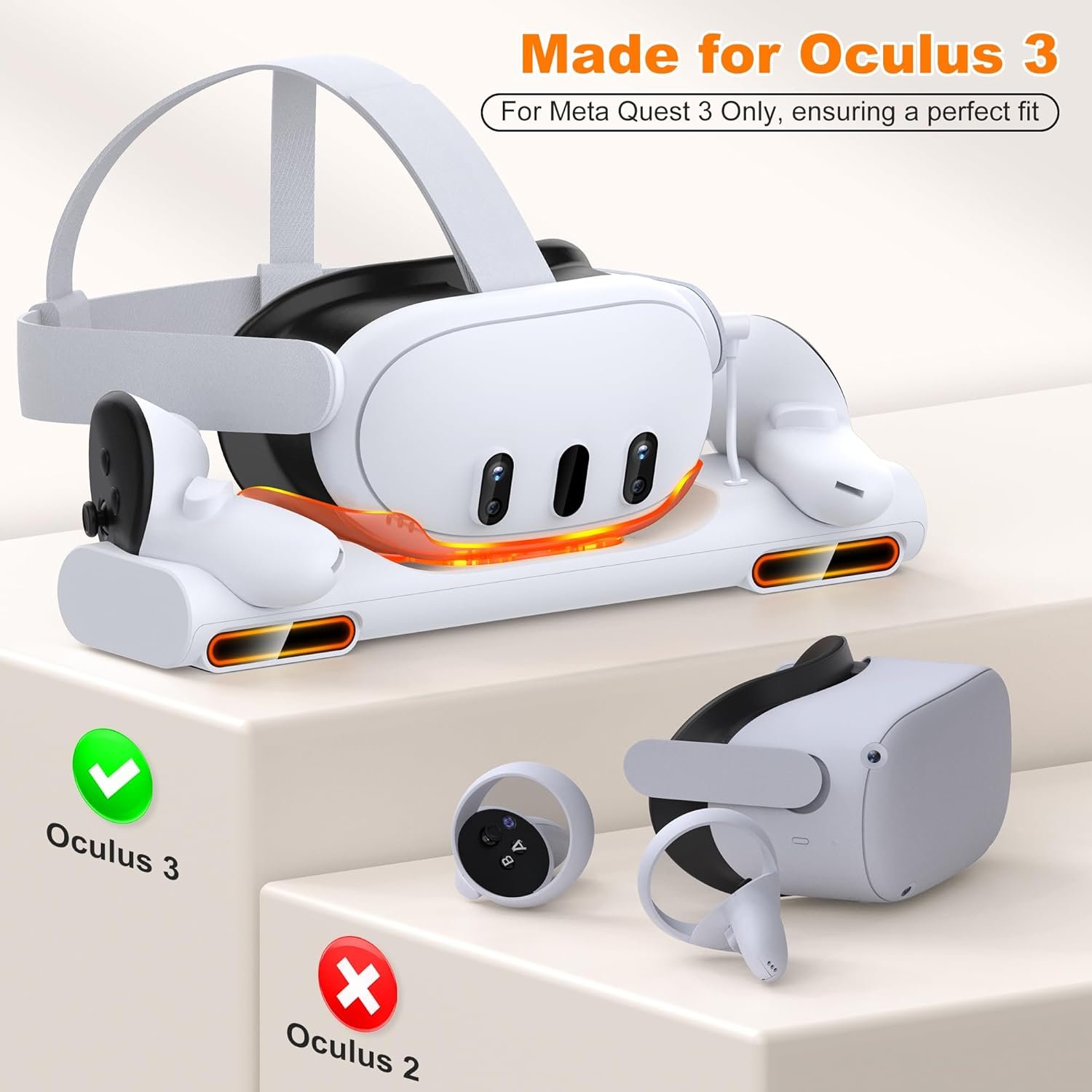 Fast VR Charging Dock for Meta Oculus Quest 3: LED Quest Charger Station for Oculus 3 Aceesories - Controller Charger with 2 Rechargeable Batteries/20W USB-C Charger Adapter - Image 6