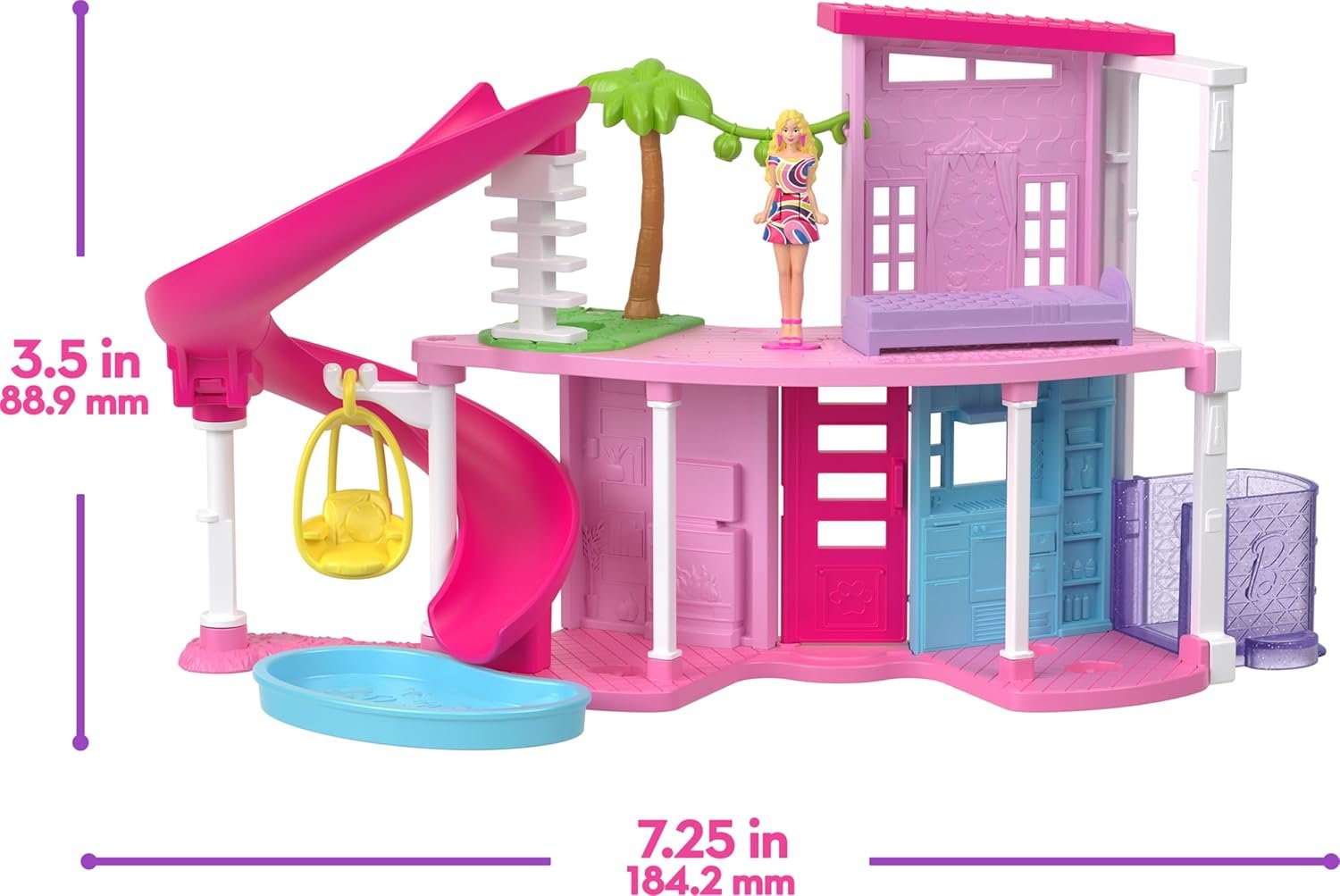 Barbie Mini Land DreamHouse & 3 Playsets with 4 1.5-Inch Dolls, Doll House Furniture & Accessories, Includes Pet Boutique, Hair Salon, & Supermarket - Image 6