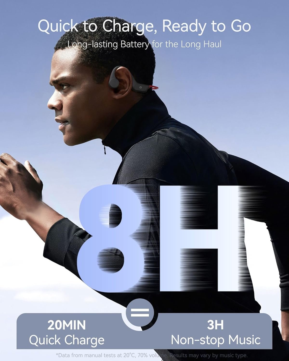 DEMICEA Open Ear Sport Headphones, Soft Silicone Wireless Bone Conduction Earphones, Powerful Bass, 10H Lasting, Multipoint Capable, Quick Charge, Built-in 32GB MP3 - Image 4