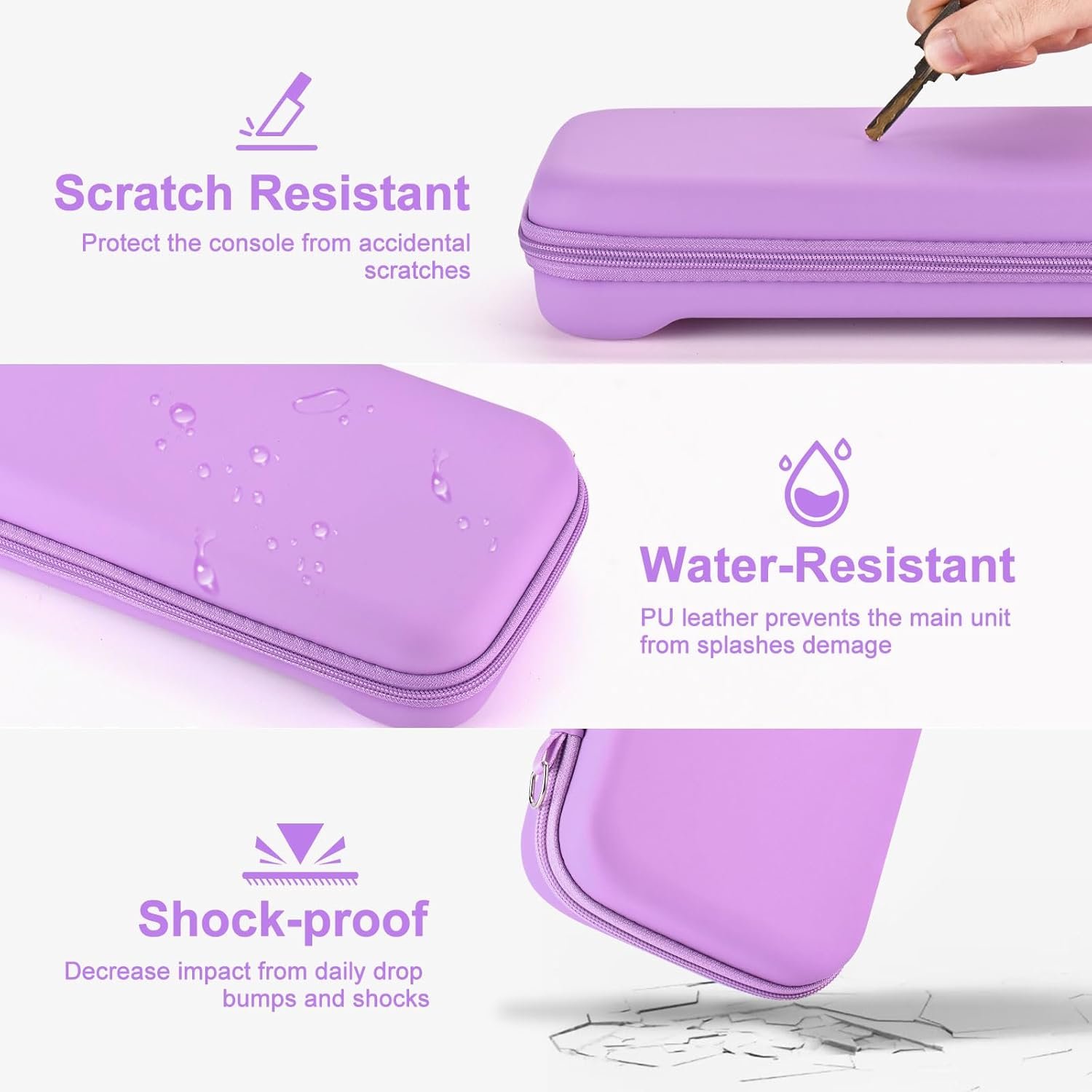 Younik Switch 2 Accessories Bundle, 15 in 1 Purple Switch 2 Accessories Kit for Girls Include Switch 2 Carrying Case, Shoulder Strap, Wrist Strap & Stickers, Protective Case for Switch Console & J-Con - Image 5