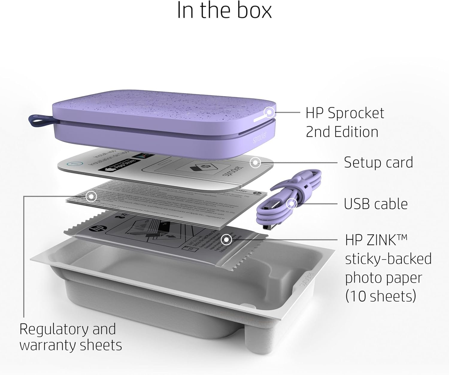 HP Sprocket Portable 2x3 Instant Photo Printer (Lilac) Print Pictures on Zink Sticky-Backed Paper from Your iOS & Android Device. - Image 3