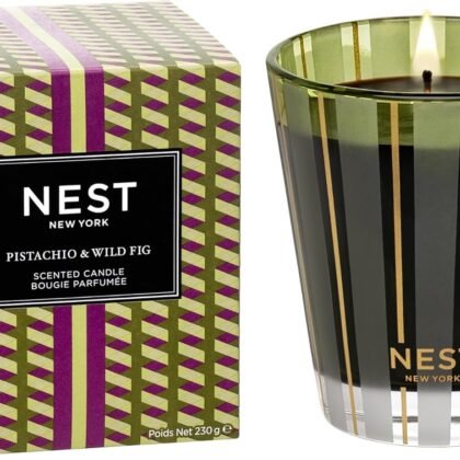 NEST New York Scented Classic Candle, Pistachio & Wild Fig - 8.1 oz - Up to 60-Hour Burn Time - Reusable Glass Vessel