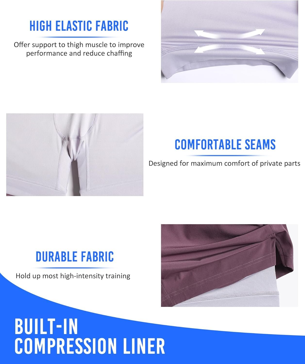 maamgic Mens 5" Gym Running Shorts for Men 2 in 1 Quick Dry Workout Athletic Shorts - Image 4