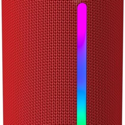 OHAYO Bluetooth Speaker, Portable Wireless, IPX7 Waterproof, Powerful 25W Sound, 24H Playtime, Dual Pairing, Active Bass, Colorful Lights, Bluetooth 5.3, Outdoor Speakers for Home/Party/Beach, Red