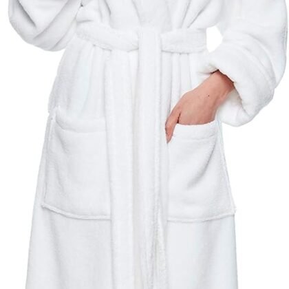 Arus Womens Soft Twist Hooded Full Length Turkish Cotton Long Bathrobe