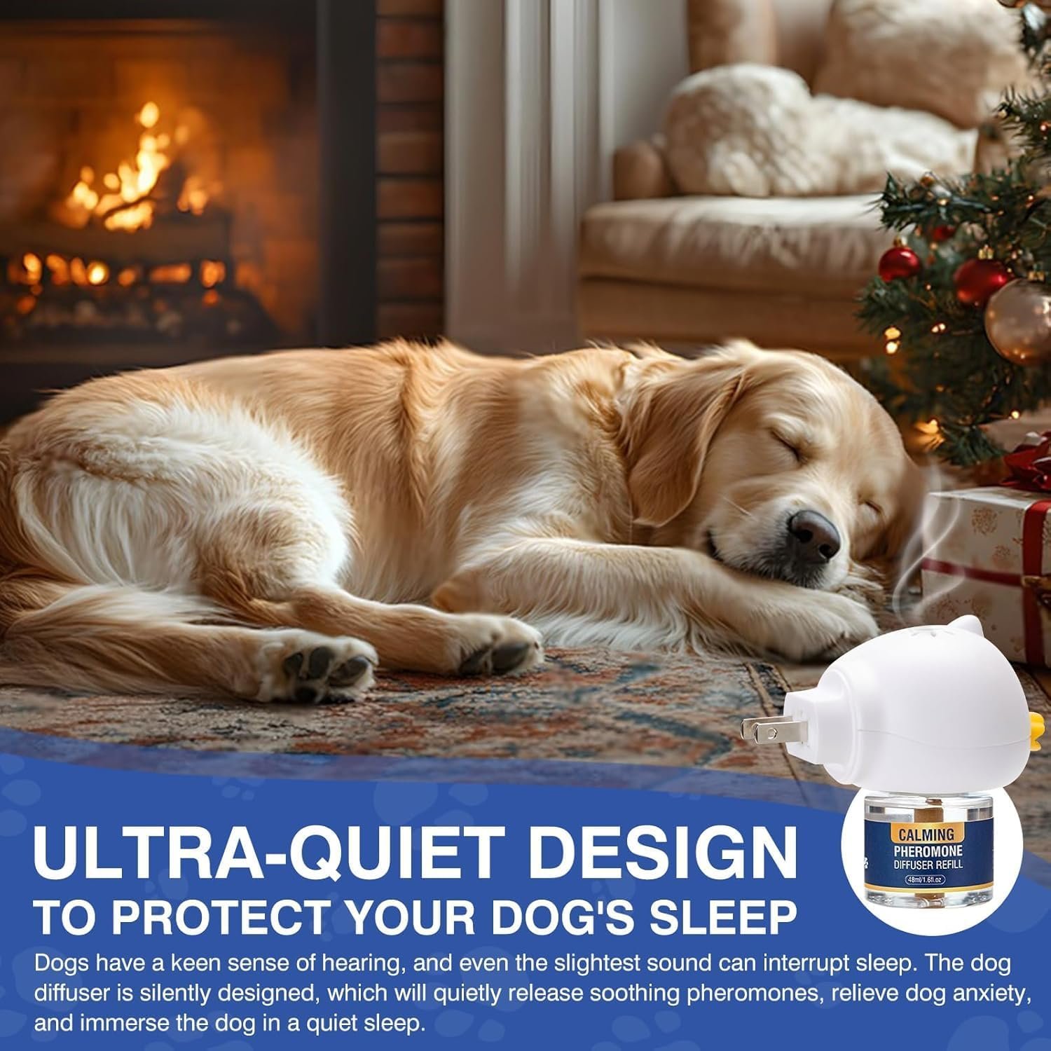 Dog Pheromone Calming Diffuser 4 In 1 Appeasing Pet Pheromones Diffuser to Calm Kit (Plug in+ 3 Pack 48ml Refill) for Anxiety Relief Reduce Barking Aggression Fighting Stress 90 Day Supply(Tasteless) - Image 4