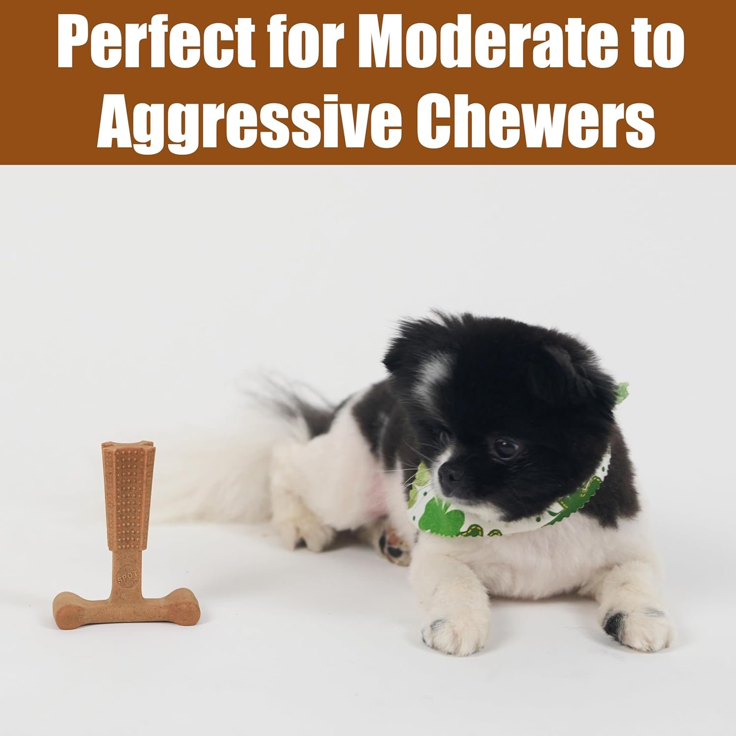 SPOT Bam-Bones Plus T-Bone, Bamboo Fiber & Nylon Dog Chew, Durable for Aggressive Chewers, Non-Splintering, for Adult Dogs & Teething Puppies Under 30lbs, 4in, Chicken Flavor - Image 5