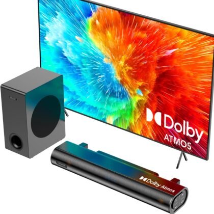 Hiwill 2.1CH Dolby Atmos Soundbar with Subwoofer, Home Theater Audio Sound Bar for Smart TV, Adjustable Treble and Bass, Clear Dialogue, HDMI eARC/ARC/Opt/BT/AUX, HiElite A21