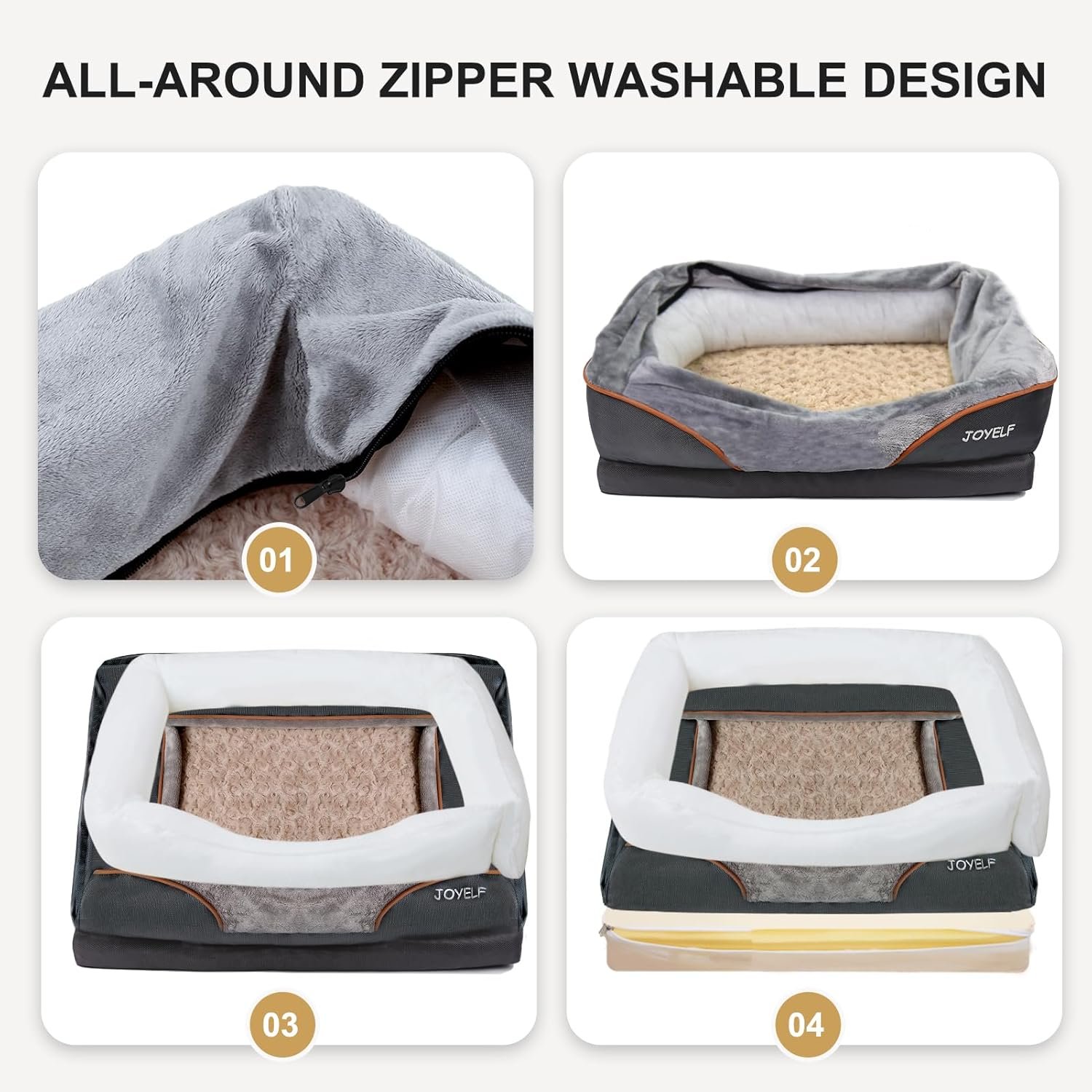 JOYELF XLarge Memory Foam Dog Bed, Orthopedic Dog Bed & Sofa with Removable Washable Cover and Squeaker Toy as Gift - Image 7