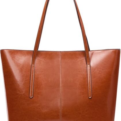 MFFOR Genuine Leather Tote Bags, Shoulder Bag for Women, Top Handle Handbag Large Capacity, Work Tote Purse