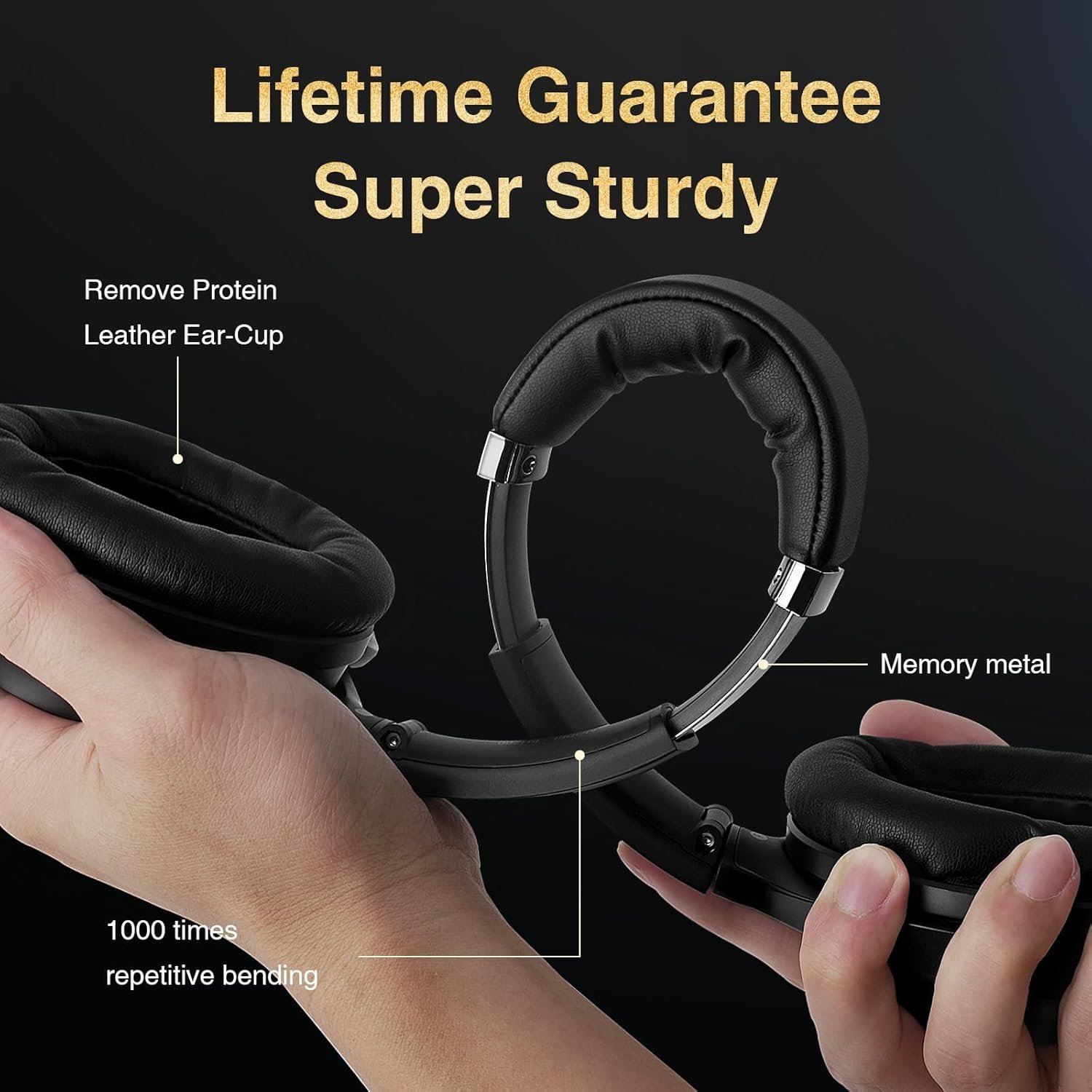 Bluetooth Headphones, Premium Active Noise Cancelling Wireless Headphones Over Ear, 50H Playtime, Hi-Res Audio, Deep Bass, Memory Foam Ear Cups for Travel, Home Office - Image 5