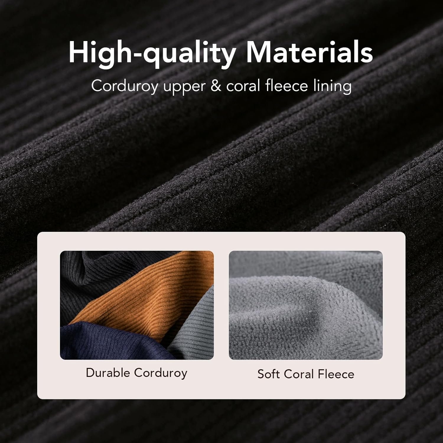 VeraCosy Men's Corduroy Scuff Slippers Soft Comfy Memory Foam Non-slip Indoor House Shoes - Image 3