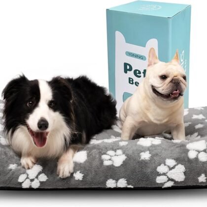 Yaning Dog Beds for Extra Large Dogs, Cute Thick Dog Bed for Crate Kennel, Fluffy Pet Bed with Removable Washable Cover and Anti-Slip Bottom, 41"x 28", Grey Paw