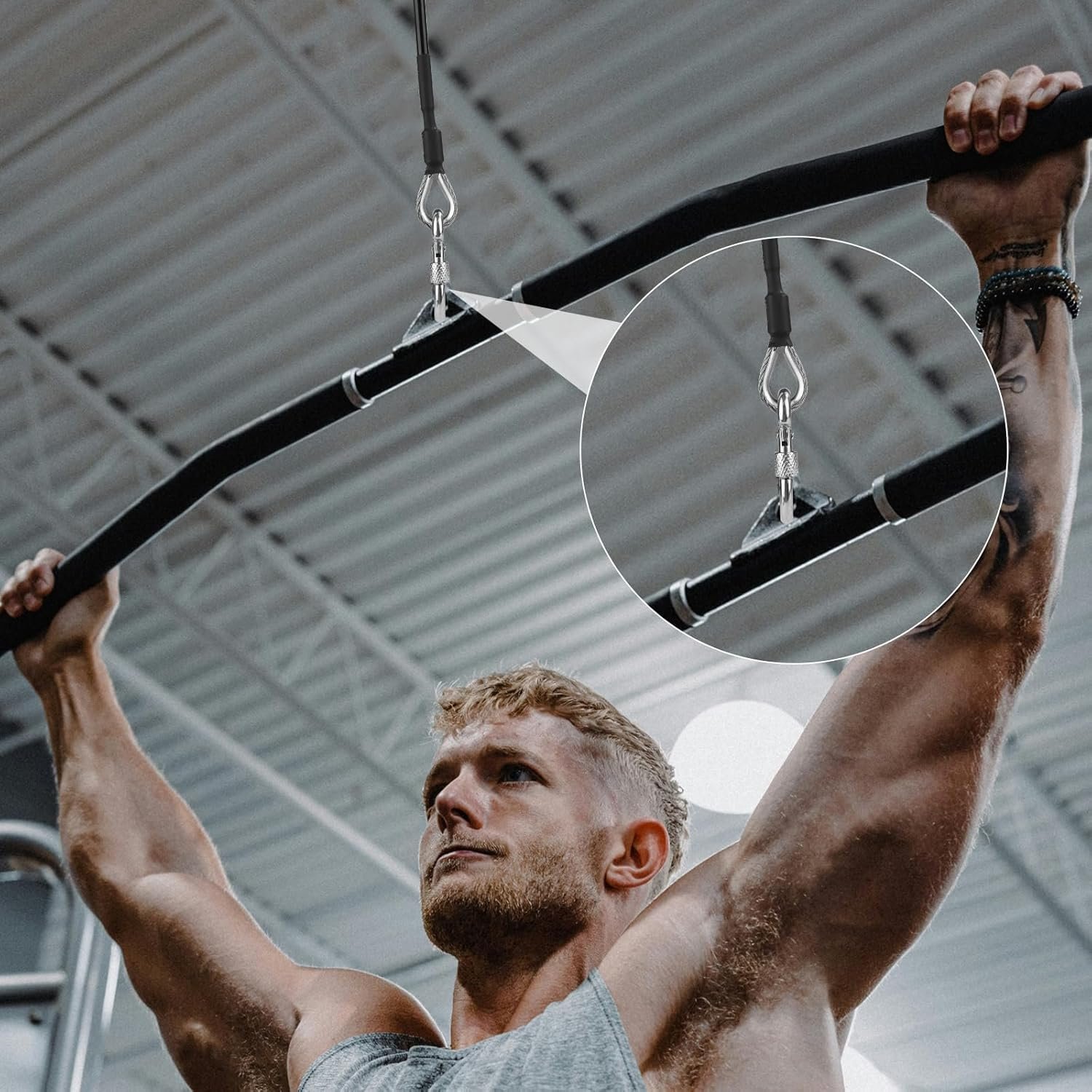 2pcs Gym Extension Cables, 26cm / 10 inch Gym Cable with Carabiner Fitness Home Gym Machine Accessories Attachment for LAT Pull Down Machine Leg Extensions Machine Compatible with Bowflex - Image 5