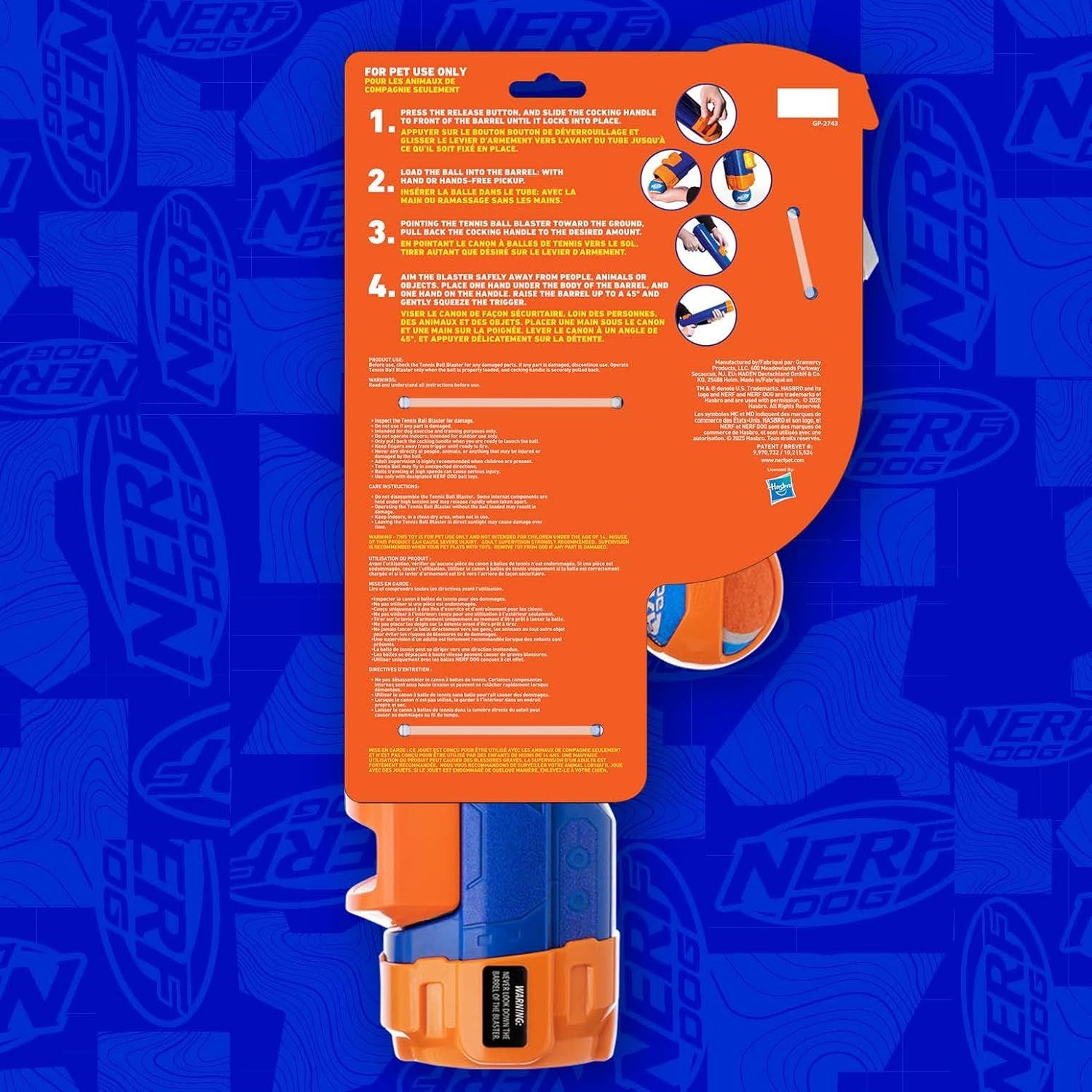 Nerf Dog Tennis Ball Blaster Dog Toy Blue/Orange, 16 Inch Compact Blaster with 1 Ball - Image 10