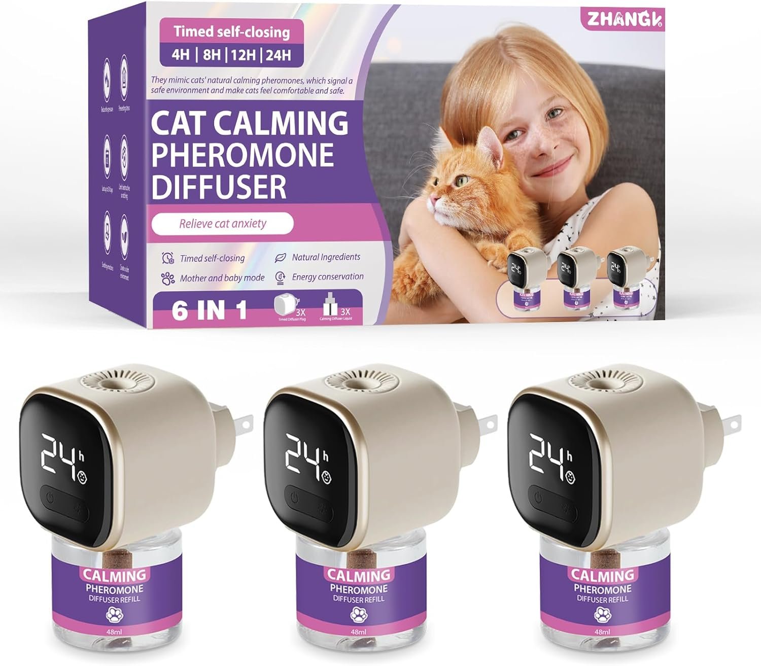 ZHANGK Cat Pheromones Calming Diffuser 3 Pack