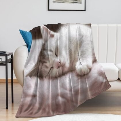 Sleeping Cat Bed Blankets Luxury Plush Cozy Fuzzy Blanket for Couch Super Soft Warm Lightweight Throw Blanket for Home Decor 40"*50" （100 * 130cm）