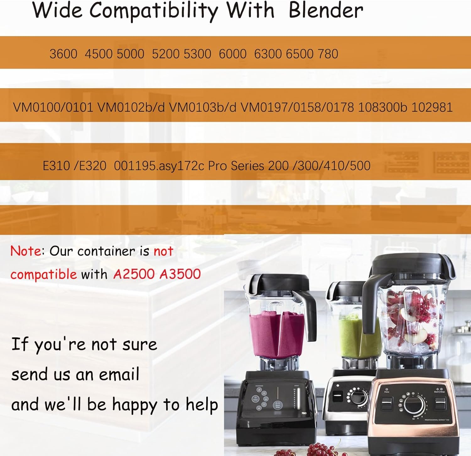 Blender Pitcher 64oz Low-Profile, Compatible with 780 75-0 75-00 5000 5200 7800 Vm0102 Vm0103 Vm0197 E310 Professional/Commercial/ClassicSeries etc Blender, BPA-Free Blender jar cup,10 Years Warranty - Image 2
