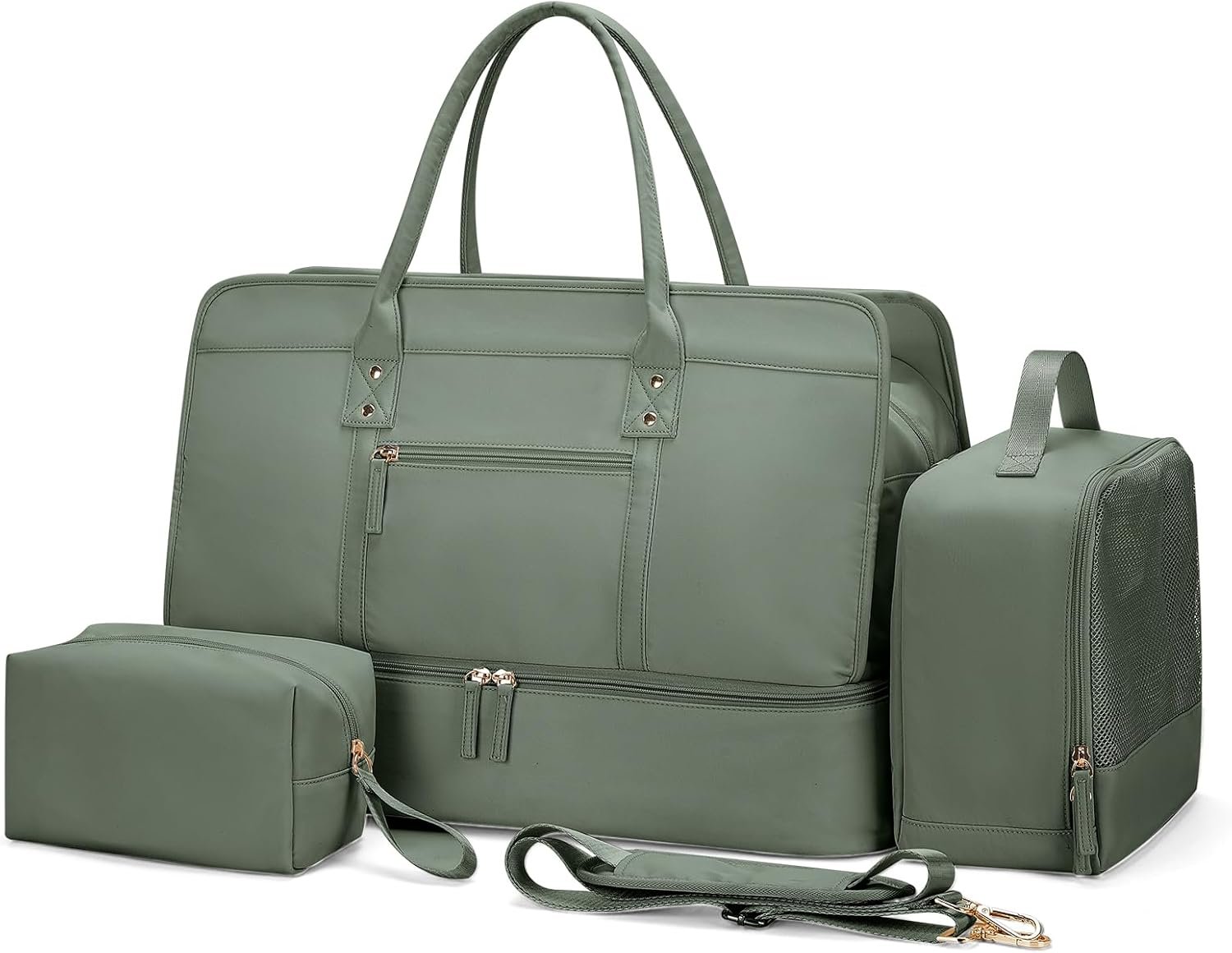 Weekender Bags for Women,Travel Duffel Bag Personal Item Bag with Shoes Compartment,Overnight Carry On Bag with Wet Pocket, Travel Bag 3Pcs Set