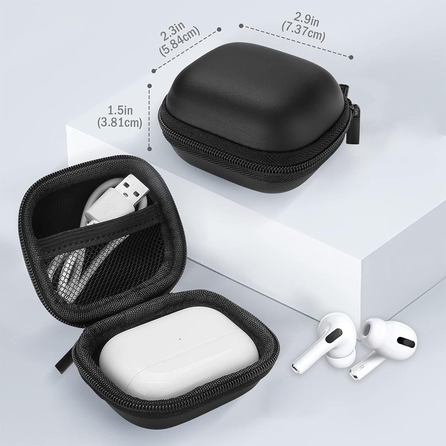 ProCase Compatible for AirPods Pro 2 2022 / AirPods 3 2021 / AirPods Pro 1 / Jabra Elite 75t / Beats Studio Buds, Hard Travel Carrying Case Storage Pouch Bag for Earbuds Earphones Headphones -Black - Image 3