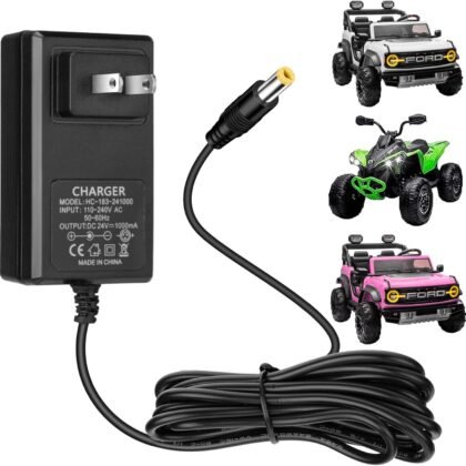 24V Charger for Kids Ride On Car 24 Volt Battery Charger for Ride On Toys Kid Trax ATV Quad Dump Truck Jeep Tractor Car Wrangler SUV Car Dynacraft Toy Car Kids Electric Car