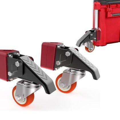 Front Wheels Upgrade Kit for Milwaukee Packout System - Easy Rolling Dolly Conversion.Accessories for Milwaukee Packout Rolling Tool Box.