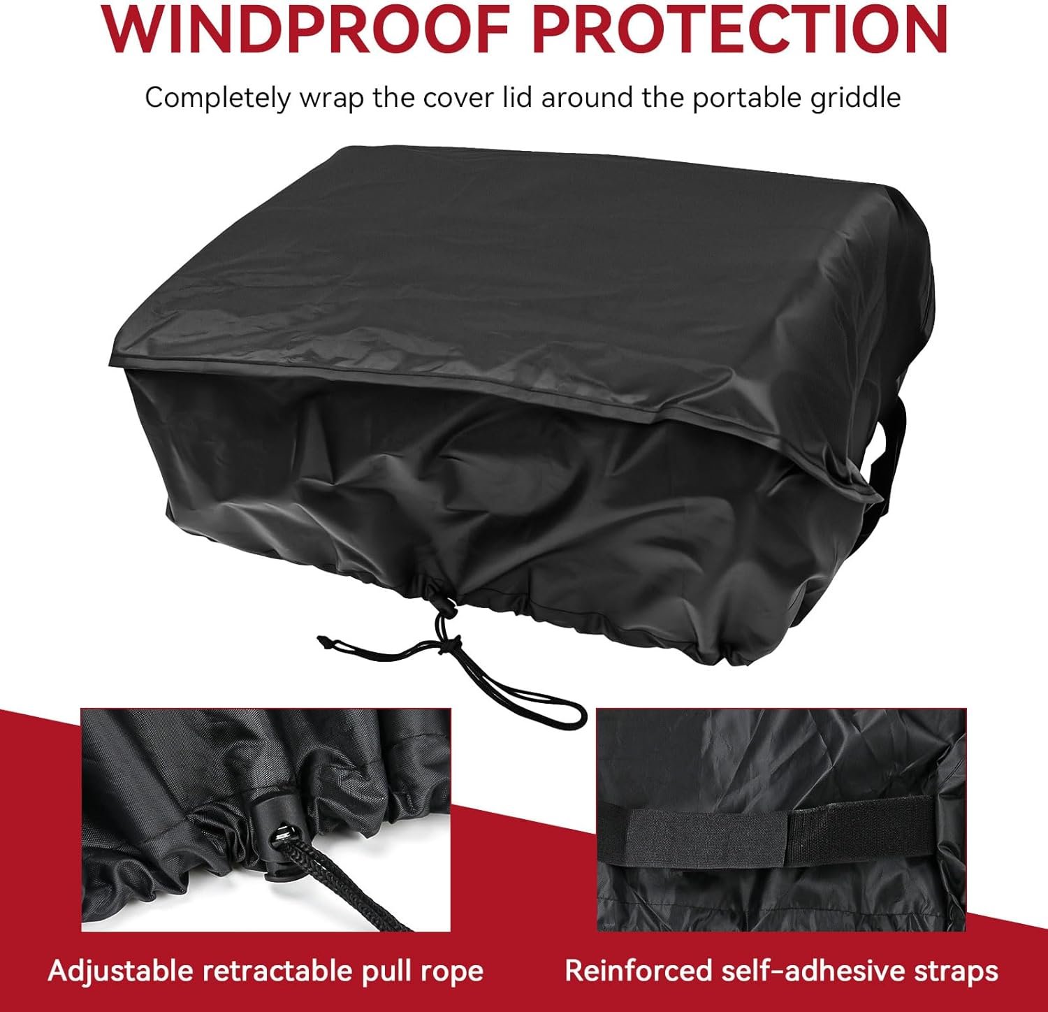 22" Griddle Cover for Blackstone 22 inch Tabletop Griddle with Hood 1813, Waterproof Grill Cover, Portable Camping Outdoor BBQ Flat Top Gas Grill Accessories, Black - Image 5