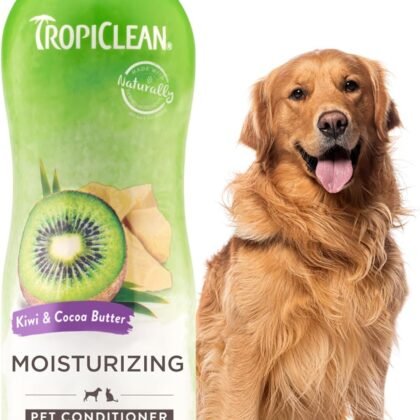 TropiClean Dog Conditioner, Easy Detangling & Moisturizing Conditioner, Puppy Safe, Made in The USA, Kiwi & Cocoa Butter Scent, 20oz.
