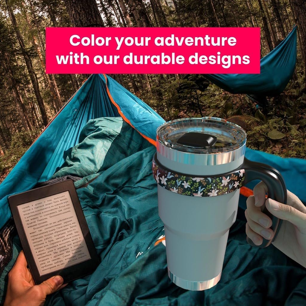 for YETI Handle 30 oz Tumbler, Compatible for YETI 30 oz Tumbler Handle, Cute Floral Design, Black, 1 Pack - Image 3