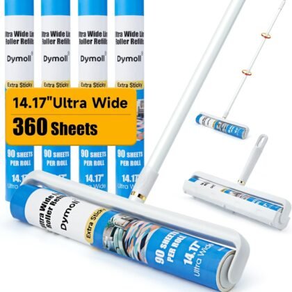 14.17" Large Lint Rollers for Pet Hair Extra Sticky, 360 Sheets Roller with Long Handle for Cleaning Carpets, Clothing, Couch, Furniture Wall Cleaner Mop Dust Remover