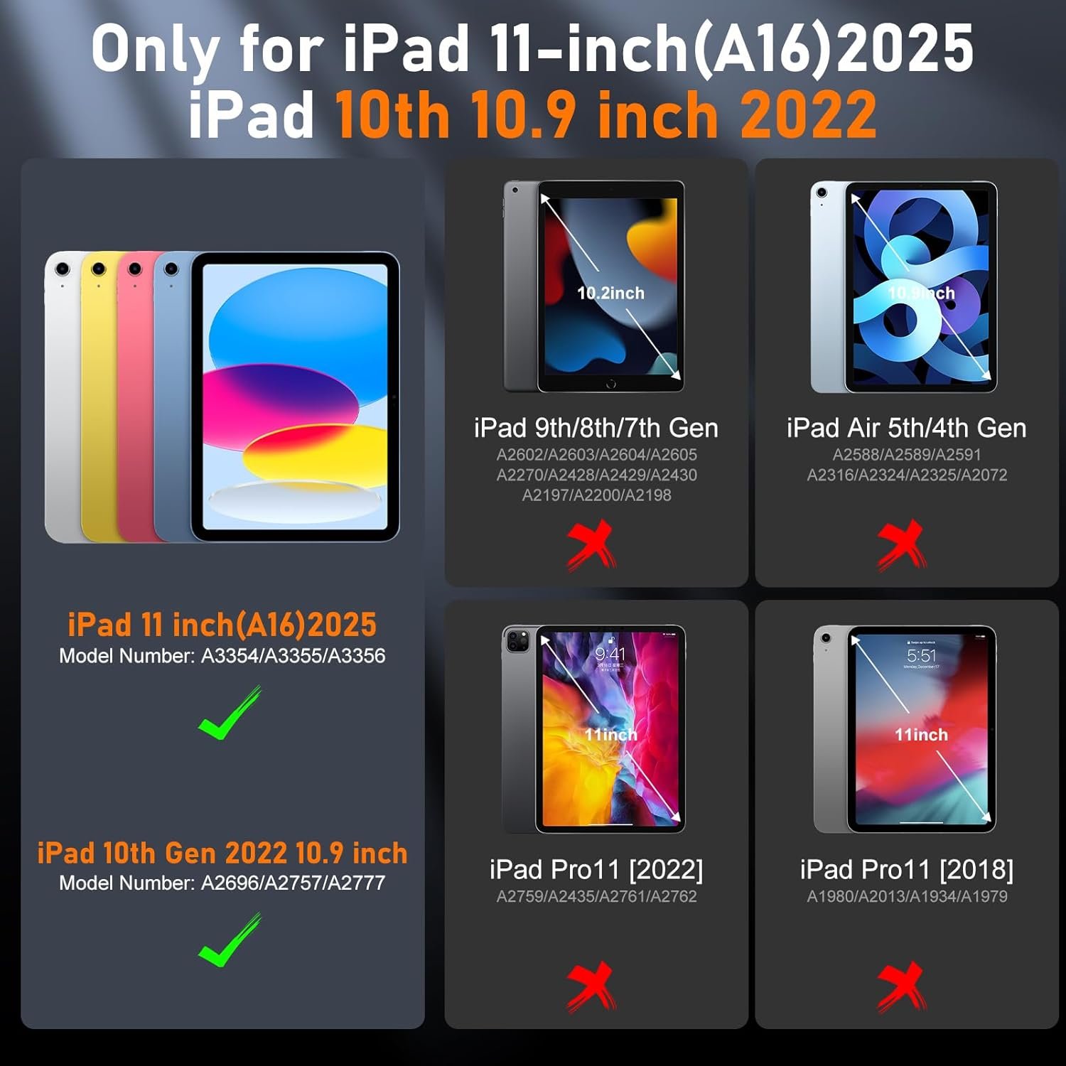 Case for iPad A16 11th Generation 11 Inch 2025, Auorld for iPad 10th Generation 10.9 inch 2022 case with Screen Protector, 360 Degree Rotating Stand Shoulder Strap Pencil Holder, Navy Pink - Image 2