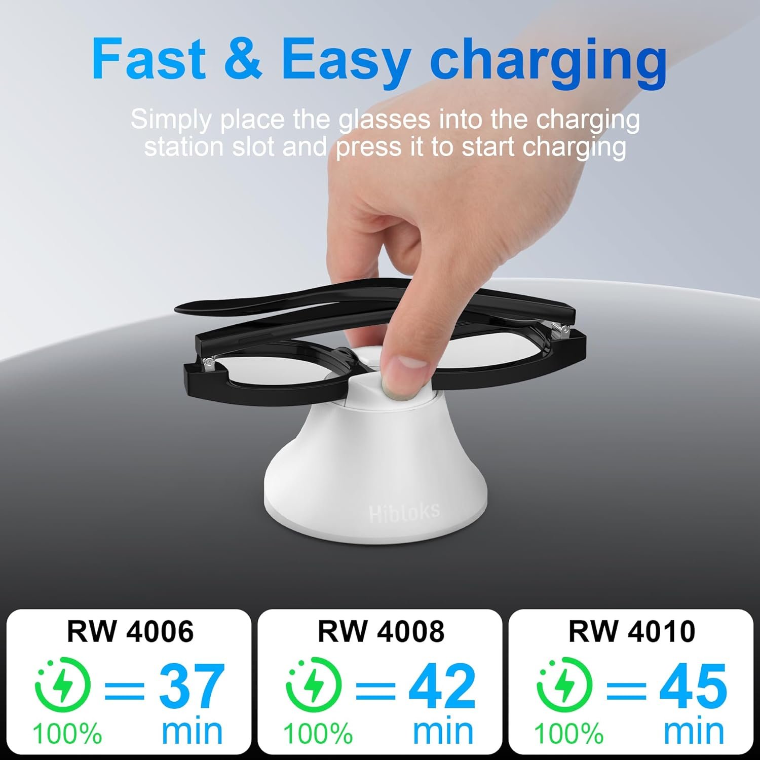 HiBloks Magnetic Charging Station for Ray-Ban Meta Wayfarer/Skyler Gen 2 Smart Glasses Accessories, Fast Charging Dock with LED Indicator Compatible with Rayban Meta Gen 2 & Glasses Case (White) - Image 3