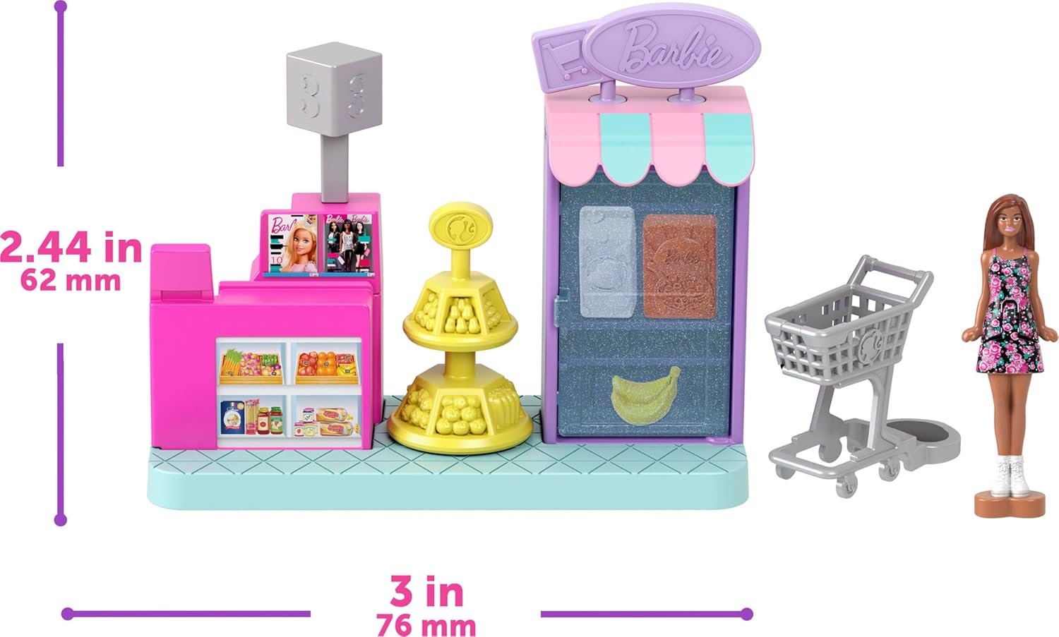 Barbie Mini Land DreamHouse & 3 Playsets with 4 1.5-Inch Dolls, Doll House Furniture & Accessories, Includes Pet Boutique, Hair Salon, & Supermarket - Image 2