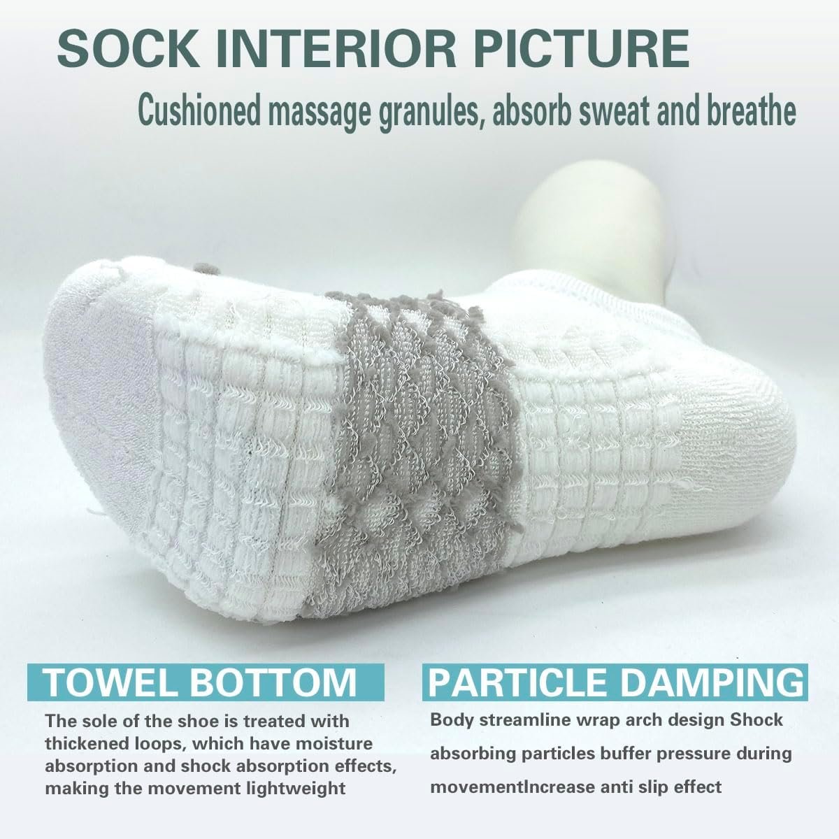 Athletic Running Ankle Socks, Low Cut Cushioned Anti-Blister Tab Sports Socks Men Women 6Pairs - Image 2