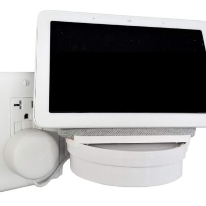 The Google Home Nest Hub [Gen 1 and Gen 2] Mount for Electrical Outlets. Full Swivel. Installs in Seconds. Hidden Cord Storage. Award Winning Design. Works on All Vertical Outlets.