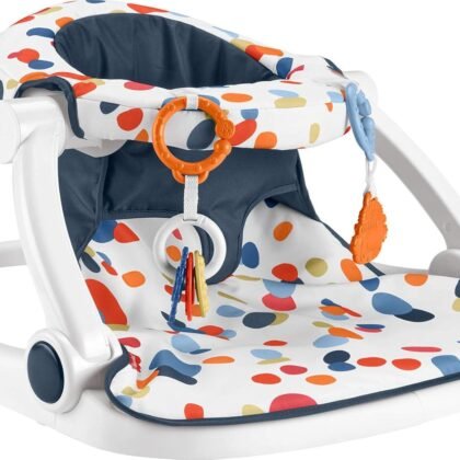 Fisher-Price Portable Baby Chair, Darling Dots Sit-Me-Up Floor Seat with BPA-Free Teether & Clacker Newborn Developmental Toys (Amazon Exclusive)