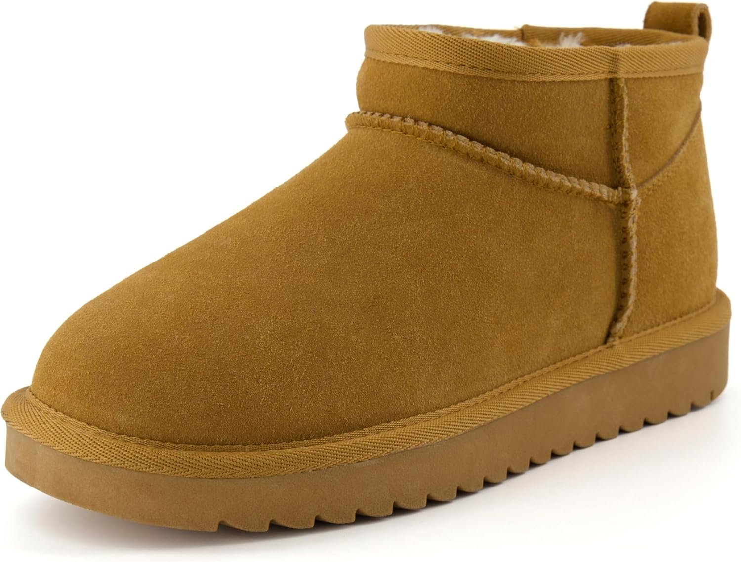 CUSHIONAIRE Hip-3 Genuine Suede Leather Ankle Boots for Women – Pull On Cozy Faux Fur Boots Womens Shoes with Comfortable Memory Foam - Image 9