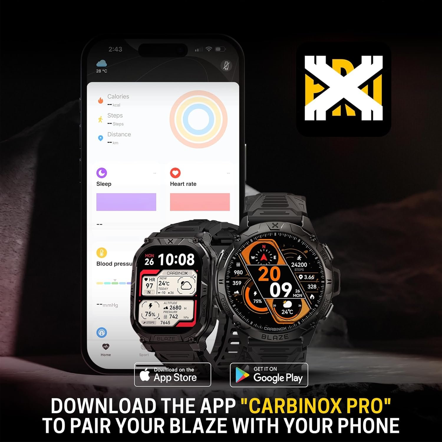 CARBINOX Blaze Smart Watch with GPS – Rugged Fitness Trackers, IP69K Waterproof, 170+ Sports Modes, Gorilla Glass, Make/Receive Calls, Step Counter Watch, Android & iOS Compatible - Image 9