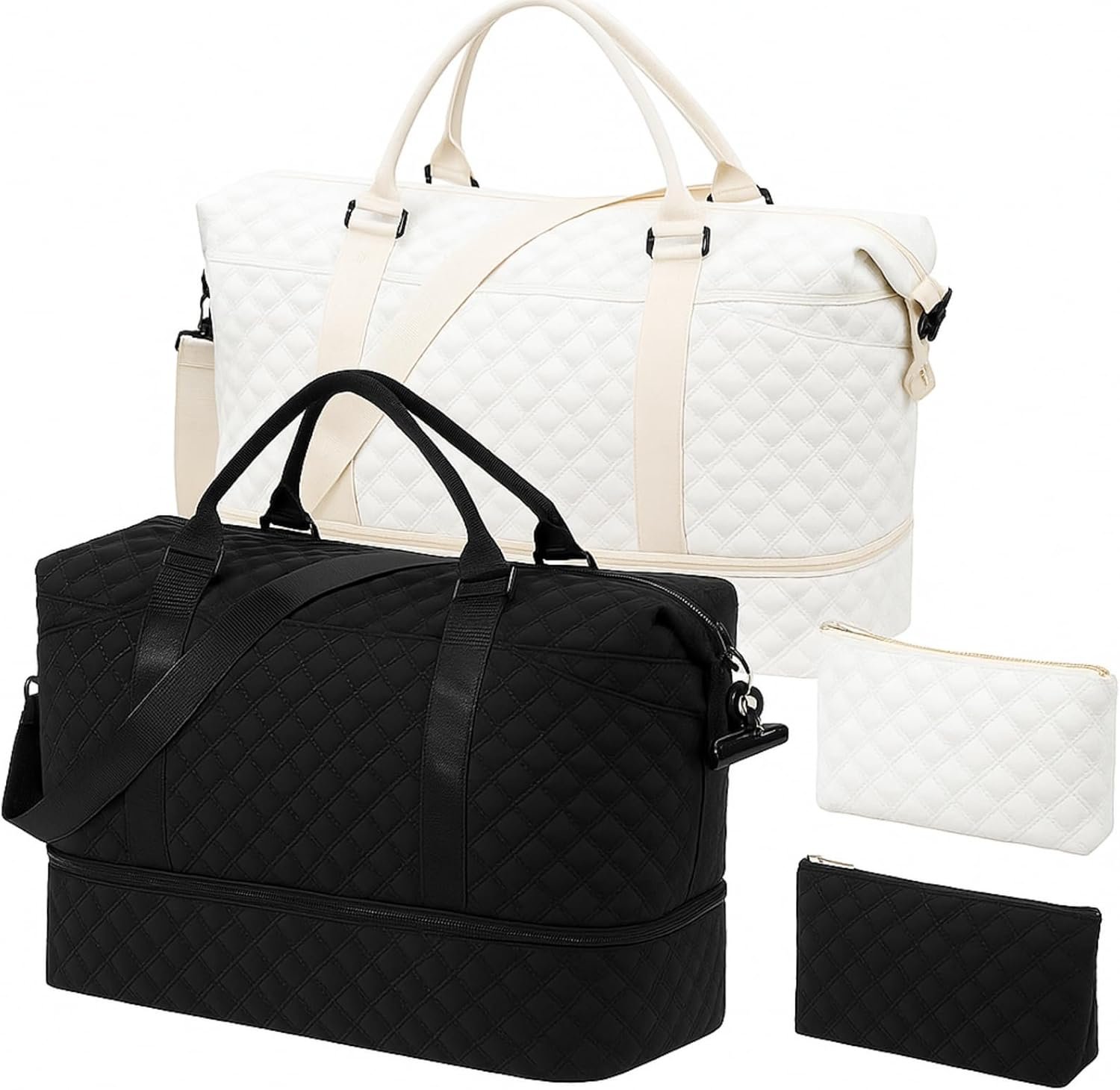 2 Sets Travel Duffel Bag with Shoe Compartment Weekender Overnight Travel Bag with Toiletry Carry on Handbag for Hospital Couple Honeymoon Yoga Gym