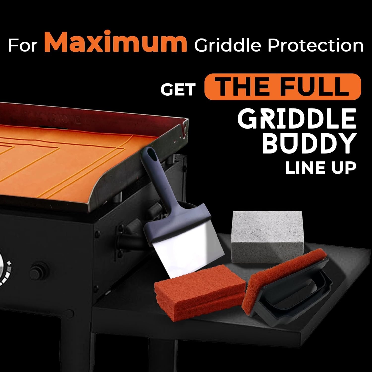 6-Piece Grill Cleaning Kit by Griddle Buddy for Blackstone with Grill Scraper, Cleaning Brick, Handle, and 3 Scouring Pads - Image 5