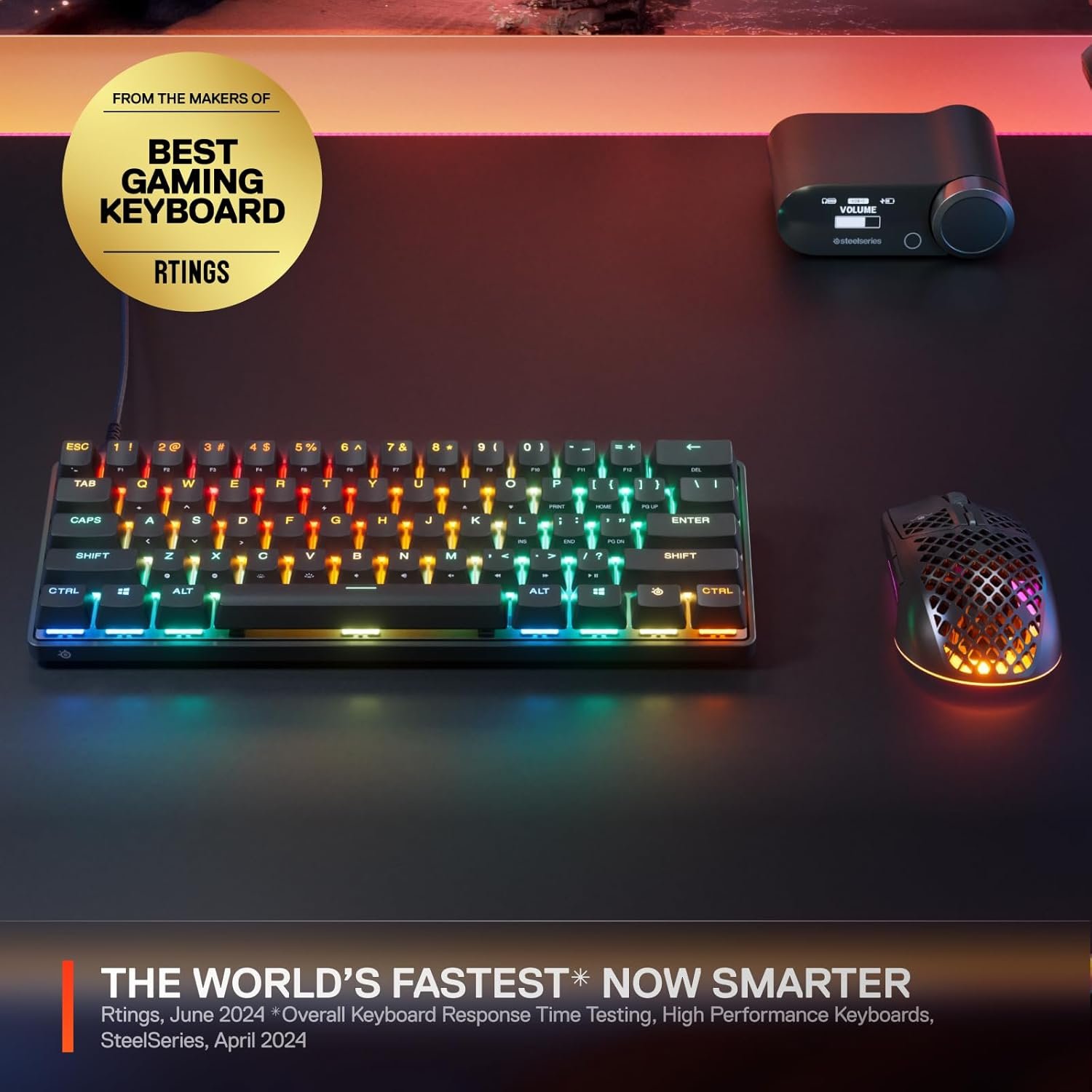 SteelSeries Apex Pro Mini Gen 3 OmniPoint 3.0 HyperMagnetic Switches — Adjustable Actuation — Rapid Trigger — Game-Ready Presets — Protection Mode — Rapid Tap/SOCD — RGB — PBT Keycaps — USB-C - Image 2