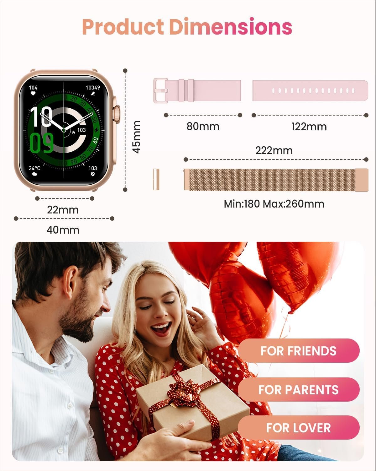Smart Watch for Women Men Fitness: Smart Watch for iPhone&Android Bluetooth Call with SpO2 Sleep Heart Rate Monitor,IP68,Fitness Tracker with 120+Sport,Reloj Inteligente 30 Day+Battery Life, 2 Bands - Image 7