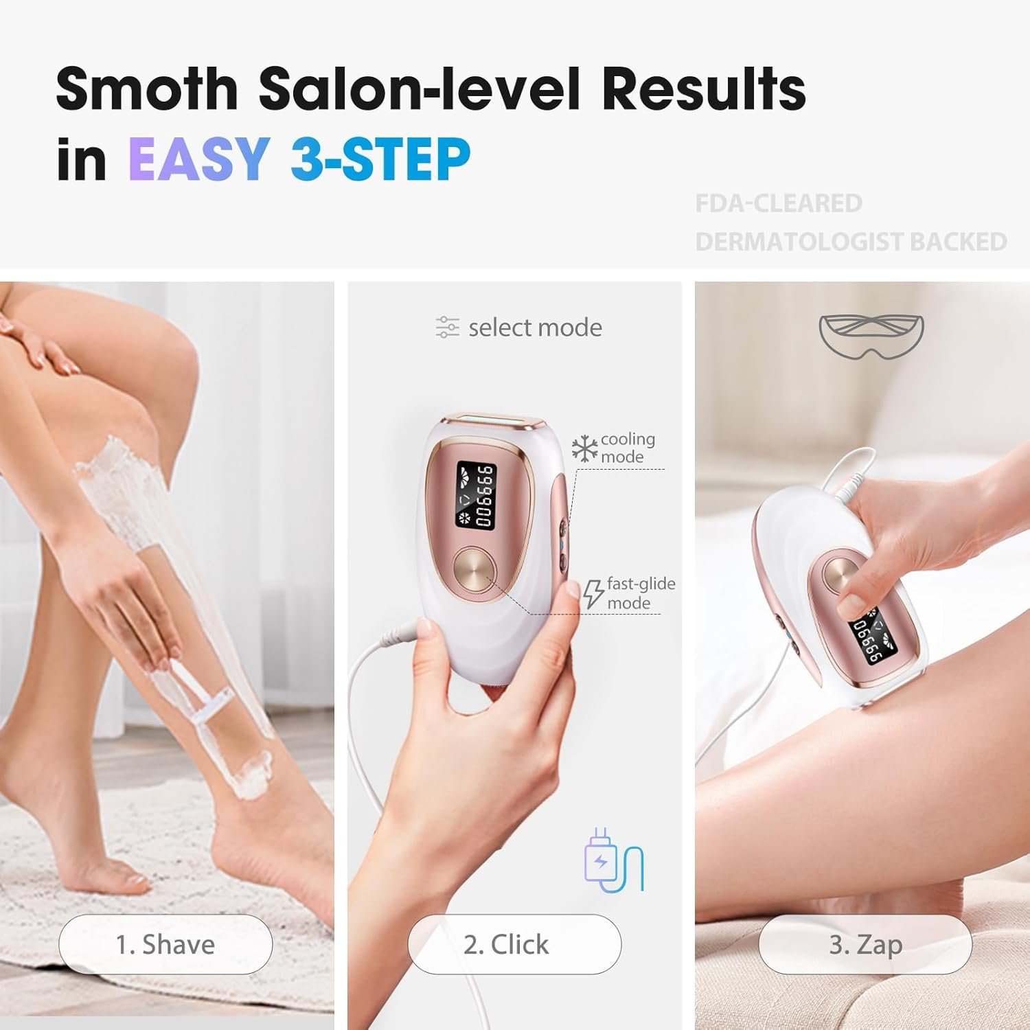 IPL Laser Hair Removal Device for Women & Men - Home 45°F Ice-Cooling Contact for Painless & Long-Lasting Results, 86% Hair Reduction in 3 Weeks for Full Body & Bikini Line, Rose Gold - Image 8