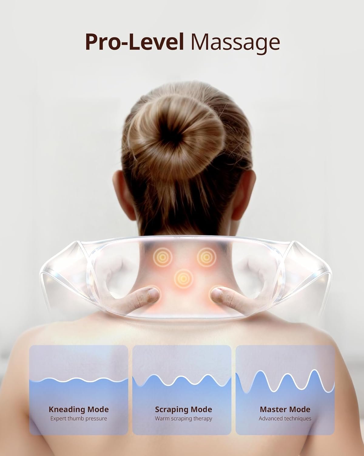 Cordless Shiatsu Neck and Back Massager with Heat, 10 Mins x 12 Uses, 3 Massage Modes & 2 Intensity Levels, 3D Kneading Deep Tissue for Pain Relief, Voice Prompt & Smart Memory, Relax for Women, Men - Image 4