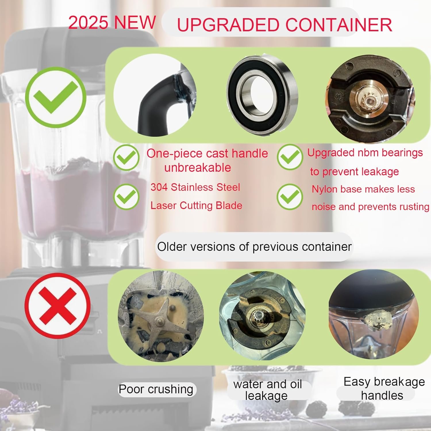 Blender Pitcher 64oz Low-Profile, Compatible with 780 75-0 75-00 5000 5200 7800 Vm0102 Vm0103 Vm0197 E310 Professional/Commercial/ClassicSeries etc Blender, BPA-Free Blender jar cup,10 Years Warranty - Image 6